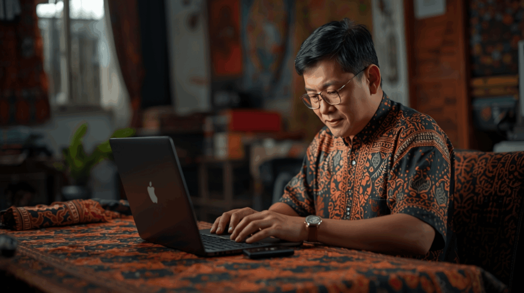 Pengrajin batik Indonesia memasarkan produk budaya melalui platform digital.